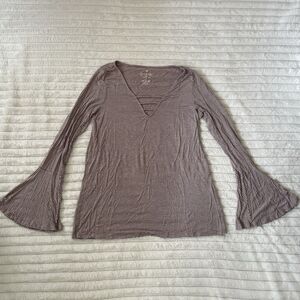 Women's American Eagle Soft & Sexy Long Sleeve Medium Purple Stripe Bell Sleeve